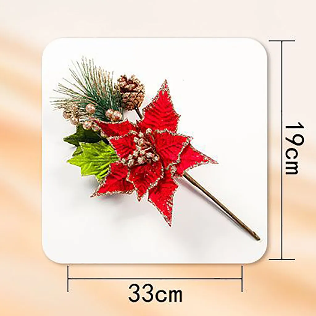 25 # искусственные цветы для украшения Блестящий искусственный цветок Poinsettia DIY