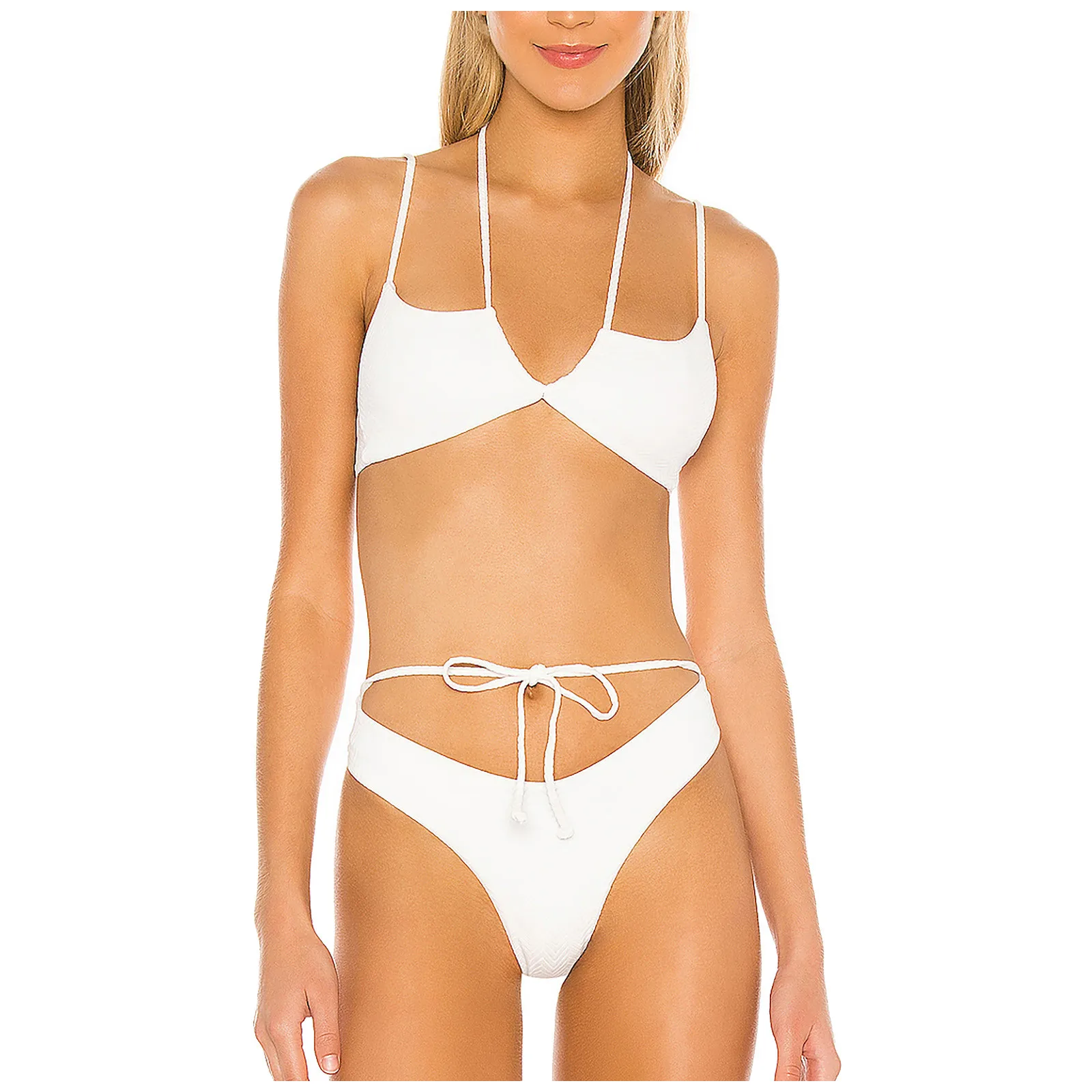 

2021 maillot de bain femme Women's Solid Color Straps Bikini Double Strap High Waist Split Swimsuit Sexy