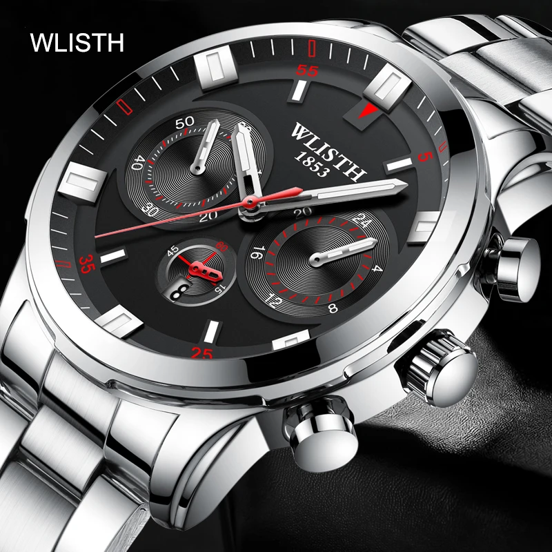 

WLISTH new men's watch business casual fashion stainless steel strap waterproof men's quartz watch without packaging WA297