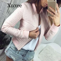 pink women spring autumn coat short section outerwear cotton padded warm jacket outwear casual pink black thin female clothes