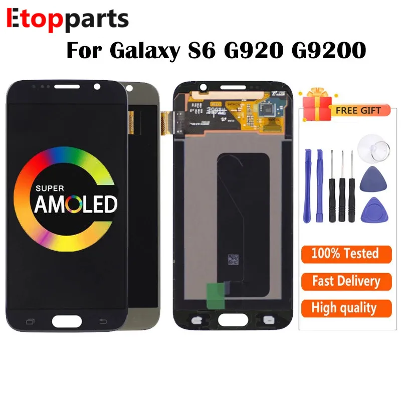 AMOLED для Samsung Galaxy S6 lcd G920 G920F G920i G920A G9200 ЖК-экран + сенсорный дигитайзер стеклянная