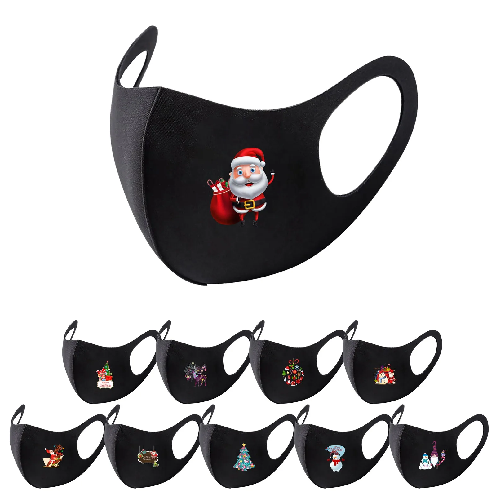 Многоразовые цветные Тканевая маска для лица моющиеся модный Рождественский