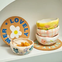 creative hand pinched irregular ceramic bowl ins style girl heart lovely dessert yogurt bowl breakfast oatmeal birds nest bowl