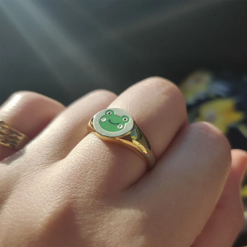 

Creativity Korean Style Cute Frog Alloy Finger Rings for Women Girls Teens Retro Fashion Frogs Toad Cool Ring Designer Jewelry