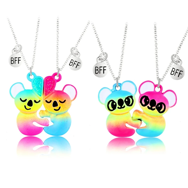 Fashion Best Friends Honey Love Couple Pendant Necklace 2 Pcs/ Set Cute Bear Choker Gift Friendship Jewelry Wholesale