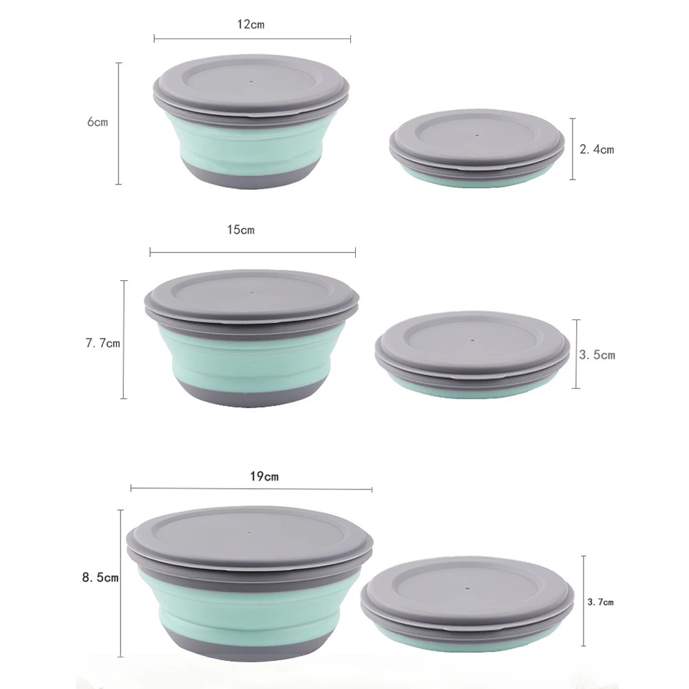 3pcs Folding Bowl Outdoor Camping Tableware Sets Lunch Box Portable Salad With Lid For Nature Hike Cooking Supplies | Спорт и
