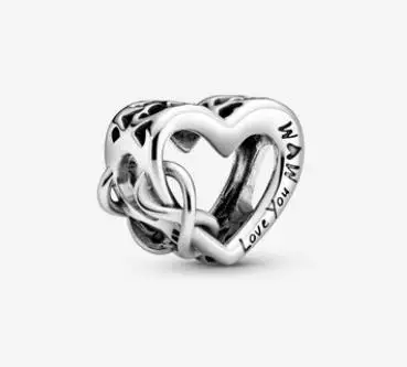Кулон для мамы в форме сердца оригинал бусины из стерлингового серебра 925 шарм