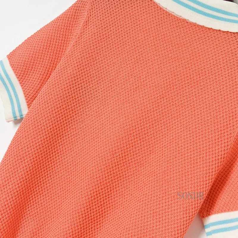 

Collared Shirt Womens Half-open Zipper Contrast Color Lapel Polo Shirt Women 2021 Summer Tops Short-sleeved T-shirt Blusas Mujer