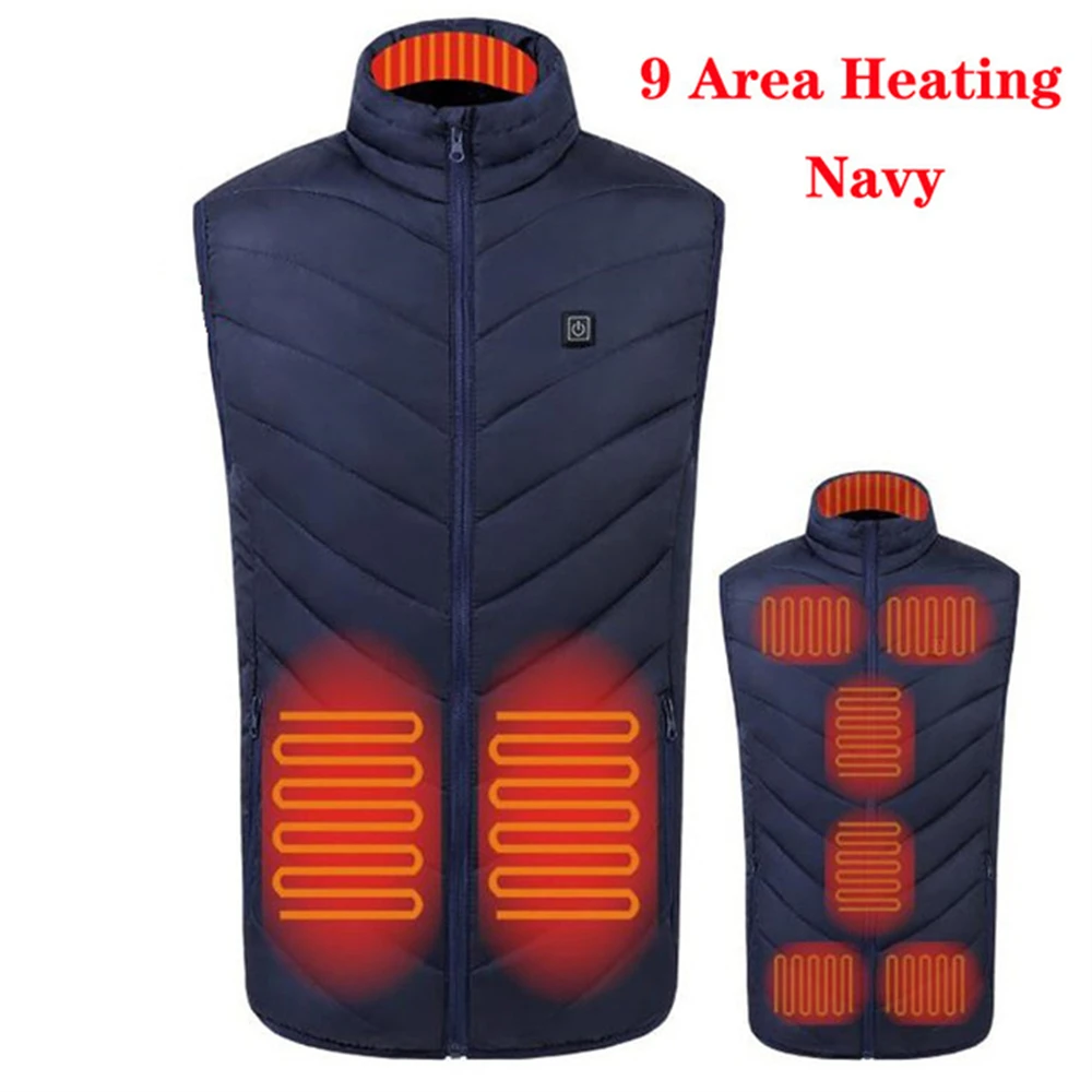 11 Heated vest Jacket Fashion Men Coat Intelligent USB Electric Heating Thermal Warm Clothes Winter Heated Vest Plus S-5XL size