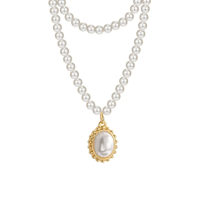 LIWO в винтажном стиле DoubleLayer жемчужные ожерелья для женщин колье дикий модная