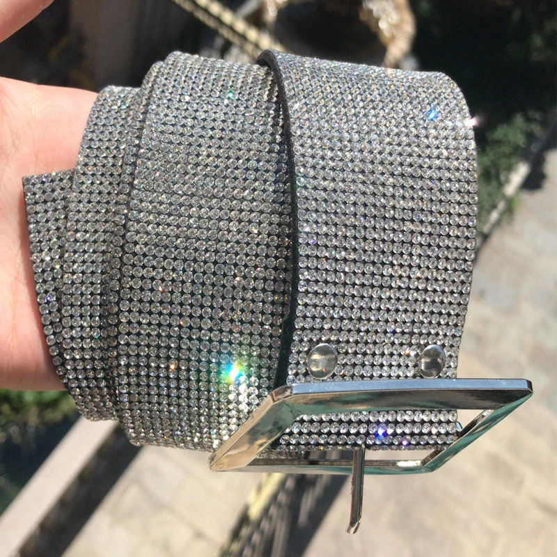 

New Hot Luxury Women crystal wide Belt Silver Rhinestones leather Belts straps Girls Girdle dress beads belts straps accessory