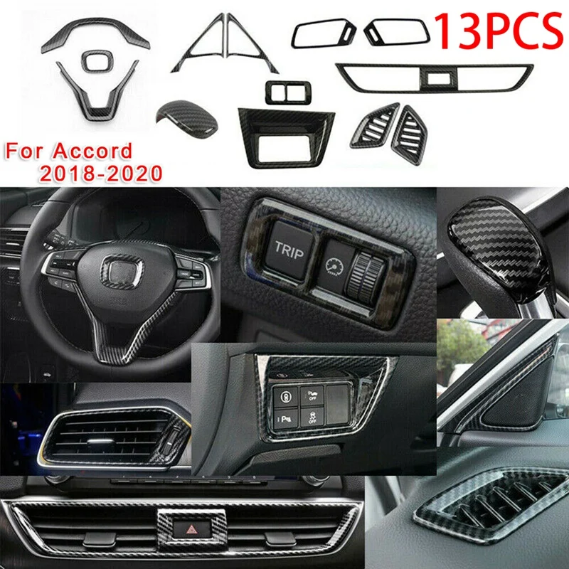 

13Pcs/Set ABS Carbon Fiber Car Interior Decoration Cover for Honda Accord 2018-2020