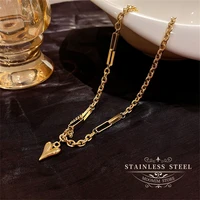 romantic heart pendant necklace for women high quality stainless steel 18 k metal texture real gold plated choker jewelry