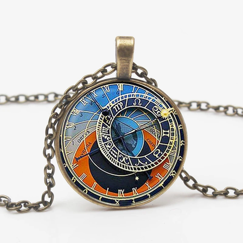 

Popular Astrology Clock Pendant Necklace Retro Watches Astronomy Jewels Friends Family Birthday Christmas Party Gifts Souvenirs