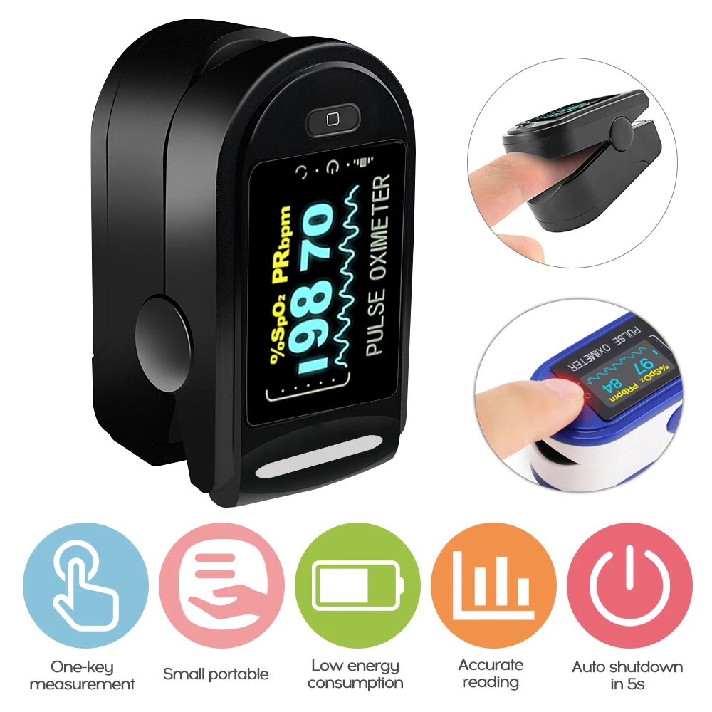 

Oximeter Finger Clip Oximeter Finger Pulse Monitor Oxygen Saturation Monitor Heart Rate Meter Without Battery +Thermometer