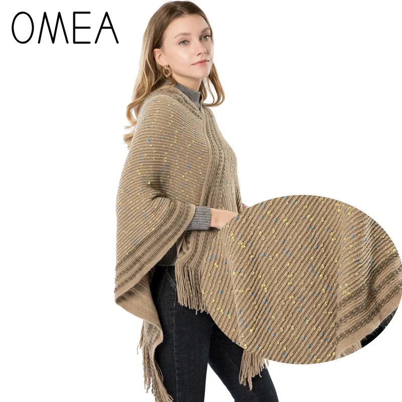 OMEA трикотажный пуловер пончо из шерсти и кашемира женский шарф зимнее с