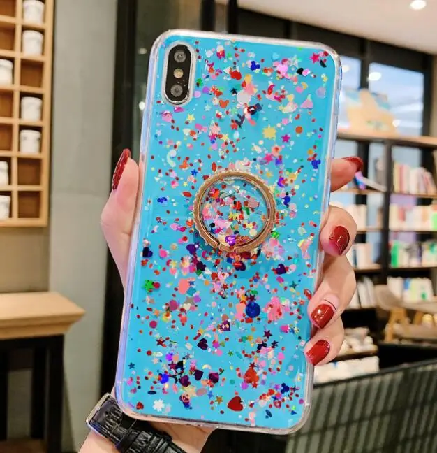 sky blue Сияющий с сияющими блестками и пайетками чехол для samsung Galaxy J4 Plus J6Plus J415F Крышка для samsung A7 A9 S10 S9 Note 9 A50 A30 A6 - Цвет: sky blue