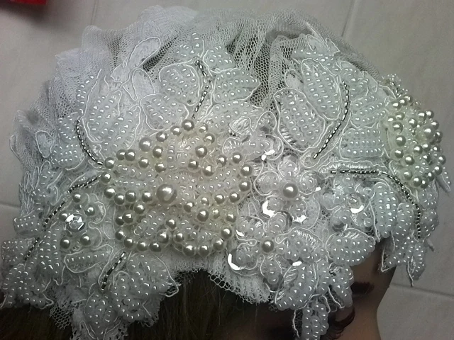 Dots Tulle Wedding Veils Luxury Beaded Lace Flower Muslim Bridals Cap for Bride Customized Accessories | Свадьбы и торжества