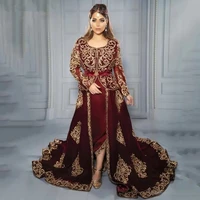 moroccan caftan wedding evening dress long sleeves algerian special occasion dresses lace appliques formal party gowns ev215