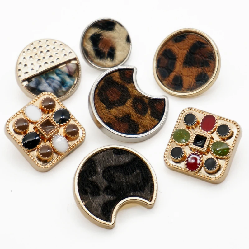 17 мм/25 мм квадратные кнопки с плоской спинкой в форме Луны леопардовая ткань
