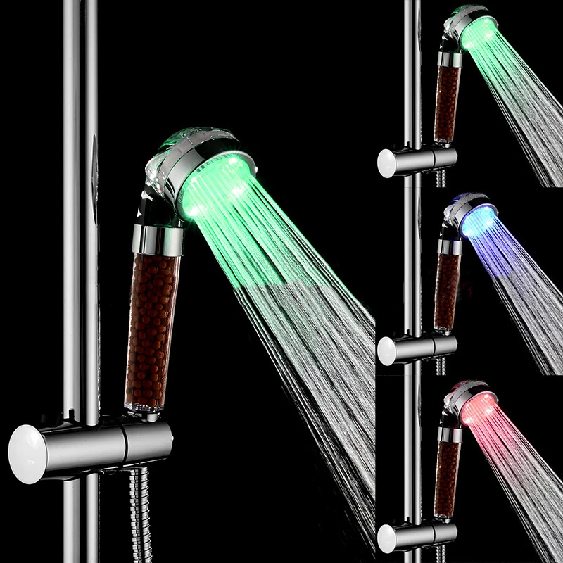 Светодиодная насадка для душа с контролем температуры воды одиночный/RGB свет