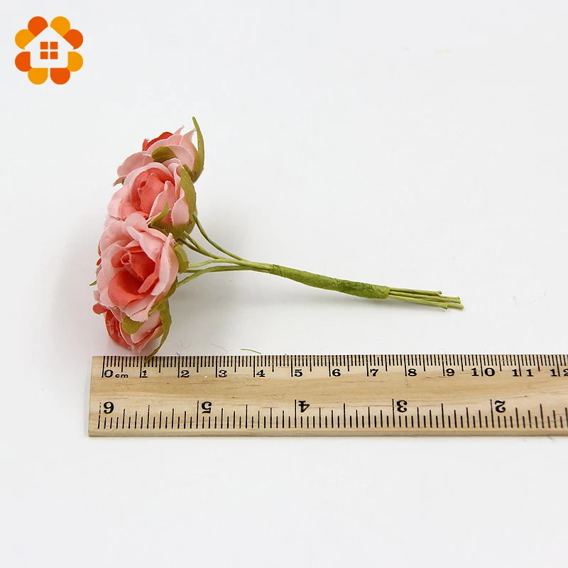 6 шт./лот 2 см Декоративные Шелковые скрапбукинга искусственные мини розы букет