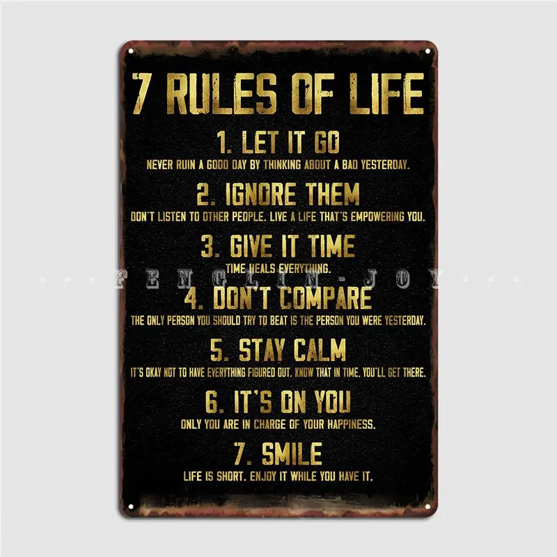 

Rules Of Life Metal Plaque Poster Wall Cave Pub Garage Customize Wall Decor Tin Sign Poster