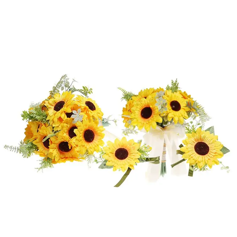 4 шт. Свадебный декор Красивый Подсолнух Искусственный букет на запястье