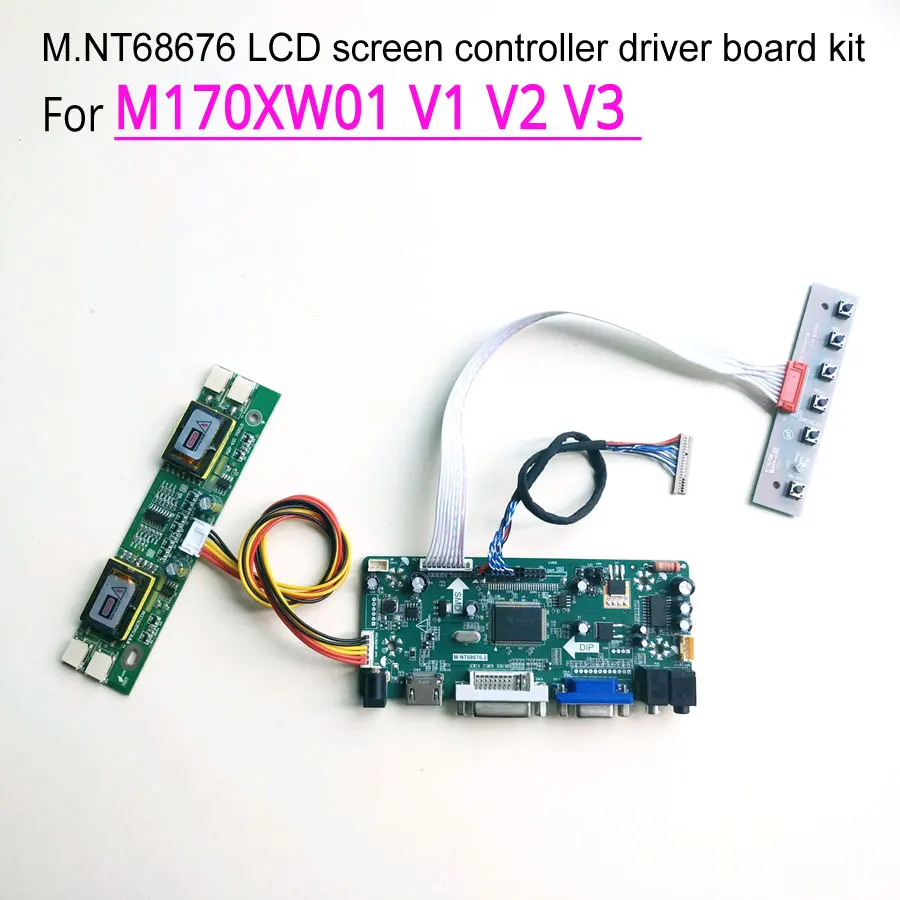 

Контроллер дисплея для M170XW01 V1 V2 V3 MNT68676, карта привода, ЖК-панель, монитор VGA + DVI 17 "1280*768 LVDS 20Pin CCFL, Комплект «сделай сам»