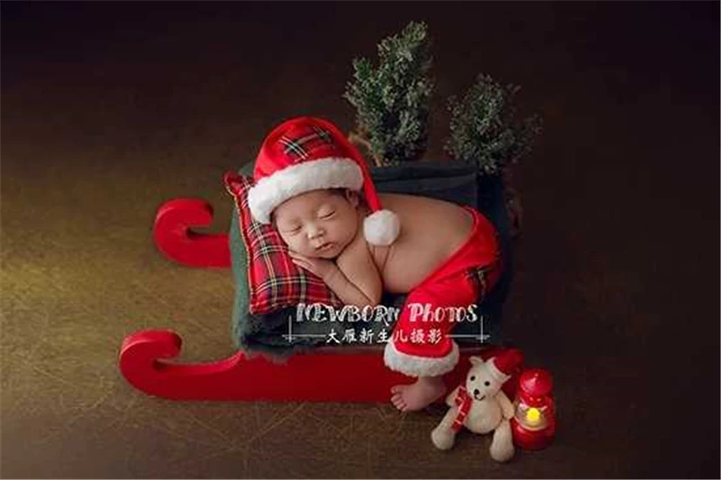 Реквизит для фотосъемки новорожденных Dvotinst деревянные Красные Рождественские