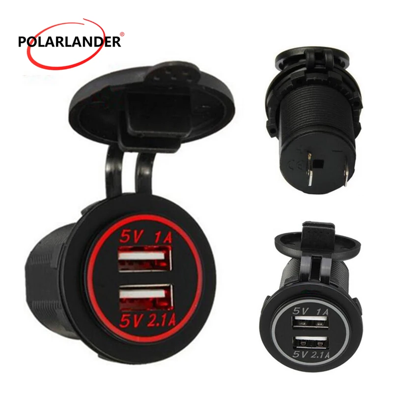 

Car Phone Charger Socket LED Voltmeter Voltage Meter Dual USB For Motorcycle Car Truck 12V/24V 3.1A Switch Panel Bule/Green/Red