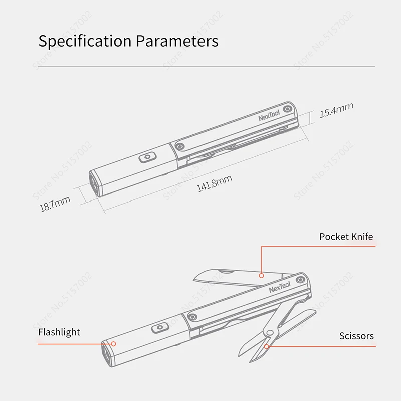 

Xiaomi NexTool Multifunctional Tools 3 in 1 Flashlight Scissors Knife USB Rechargeable IPX4 Waterproof Portable Outdoors Tools