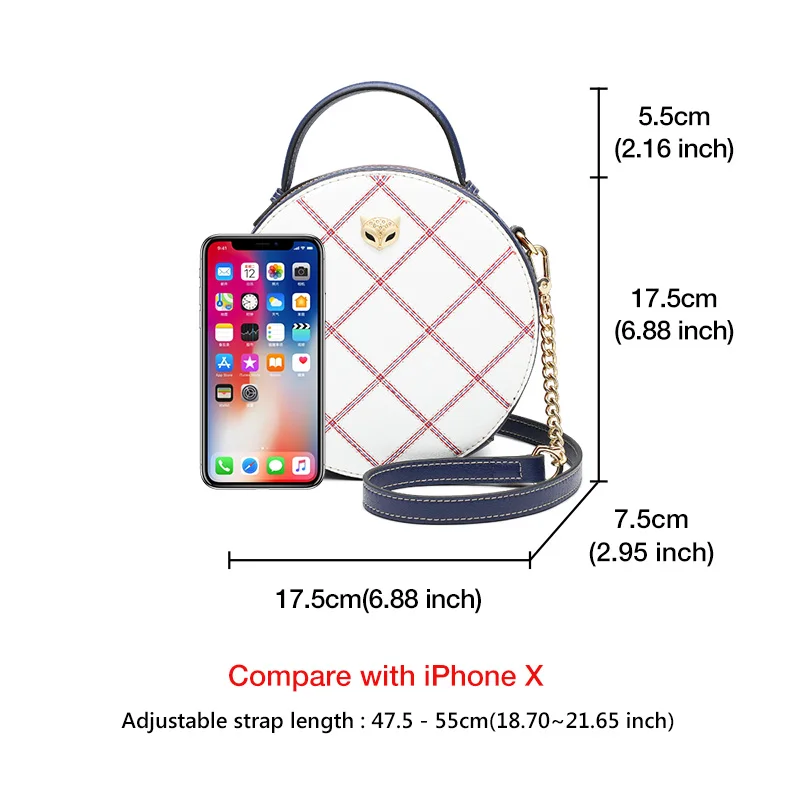 Foxer Female Stylish Cellphone Bag Women Evening Split Leather Circular Crossbody Bags Fashion Round Girl's MIni Totes | Багаж и сумки