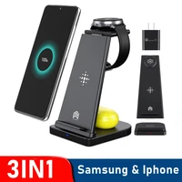 Wireless Charger Stand For Samsung Note S21 S10 Iphone 15W Fast Charge Station For Galaxy Watch Gear Buds Live
