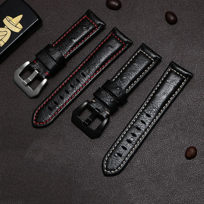 

CICIDD Cow Leather Watchband Black Brown Blue Pin Buckle Bracelet Adaptation to Panerai Garmin Men's Watch Chain