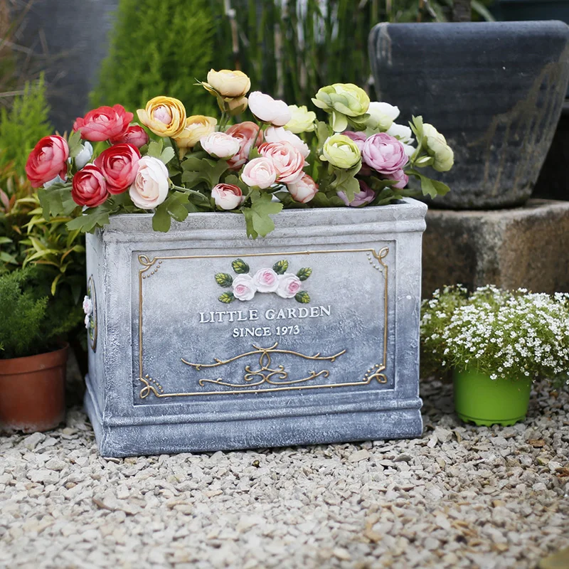 

Nordic Style Flower Pot Square Large Ornament Outdoor Flower Pot Live Plants Modern Luxury Doniczka Ozdobna Garden Pots