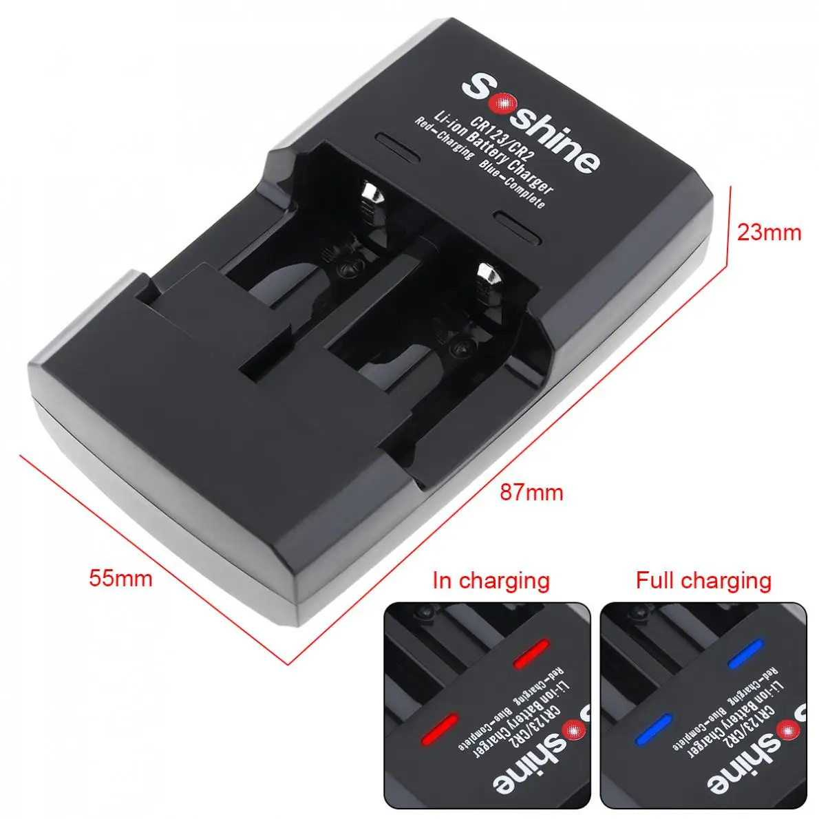 Soshine SC S5 2 слота Li Ion RCR123/RCR2 быстрое зарядное устройство с Светодиодный индикатор