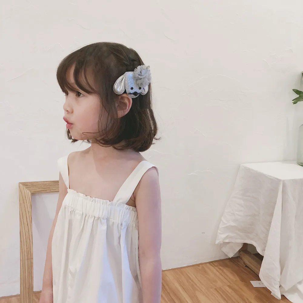 

Wholesale 12pcs Fashion Cute Glitter Dog Hairpins Guaze Pom Pom Animal Hair Clips Princess Headwear Boutique Hair Accessories