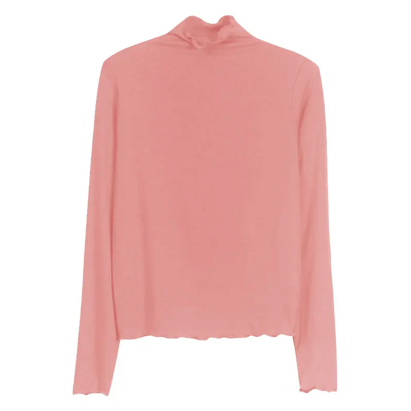 

2021new Autumn and Winter Fashionable Long Sleeve T-shirt Women's All-Match Basic Bottoming Shirt Half High Thickened Fleece