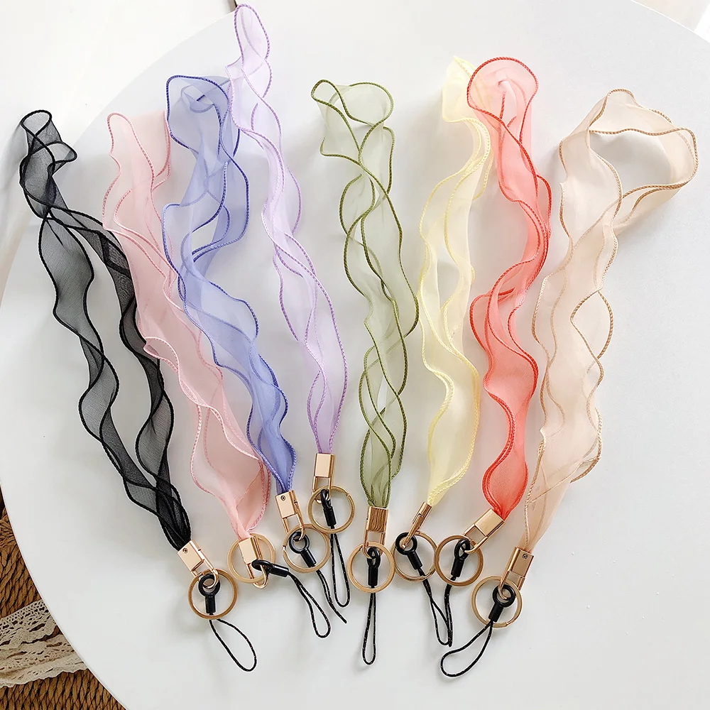 Простой кружевной стиль Одноцветный ремешок для ключей ID карты тренажерный зал