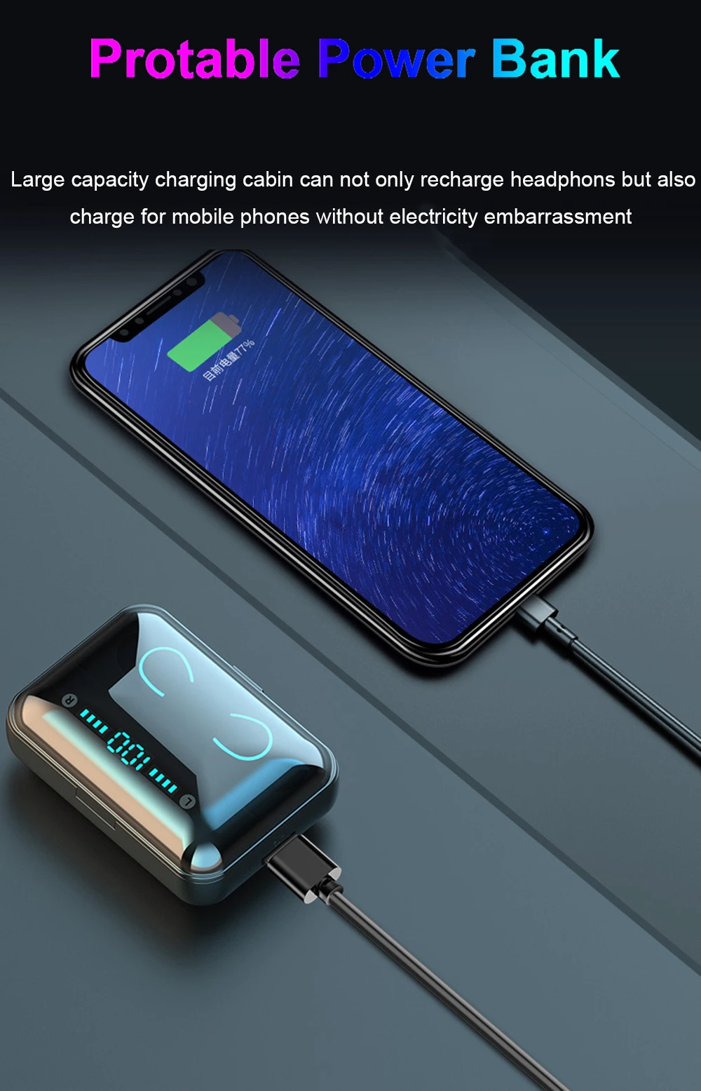 TWS 5,0, Bluetooth наушники, водонепроницаемые спортивные наушники, свободные руки, беспроводные наушники с внешним аккумулятором, Bluetooth наушники для iPhone