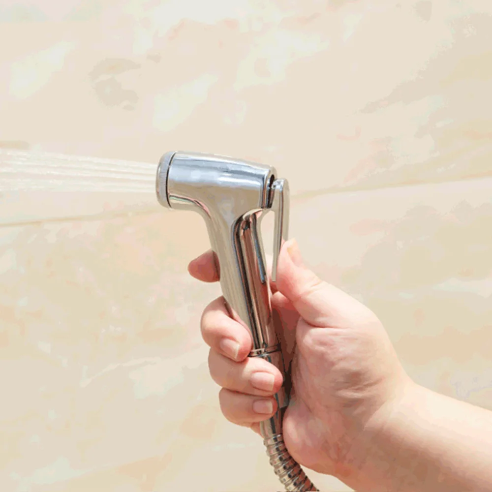 

1 Set ABS Plating Bidet Handheld Small Spray Bidet Nozzle with Hose For Bathroom Self Cleaning (Silver)