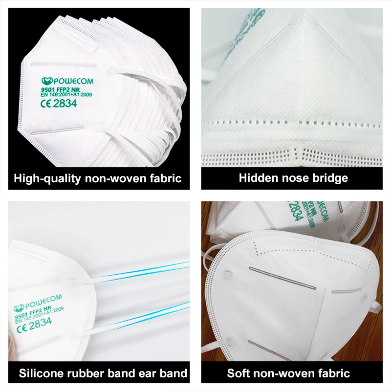Маска для лица многоразовая FFP2 защитная маска с заушными петлями 50 шт. | Красота и