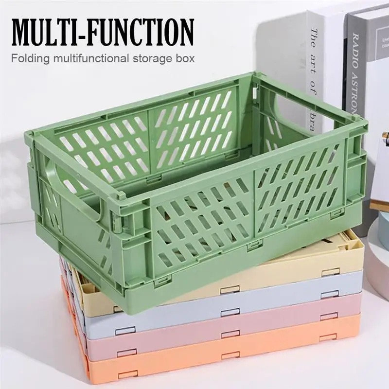 

Storage Basket Folding Hollow Out Rectangle Plastic Box Organizer Desktop Holder For Home Dormitory Cosmetic Toys Snack
