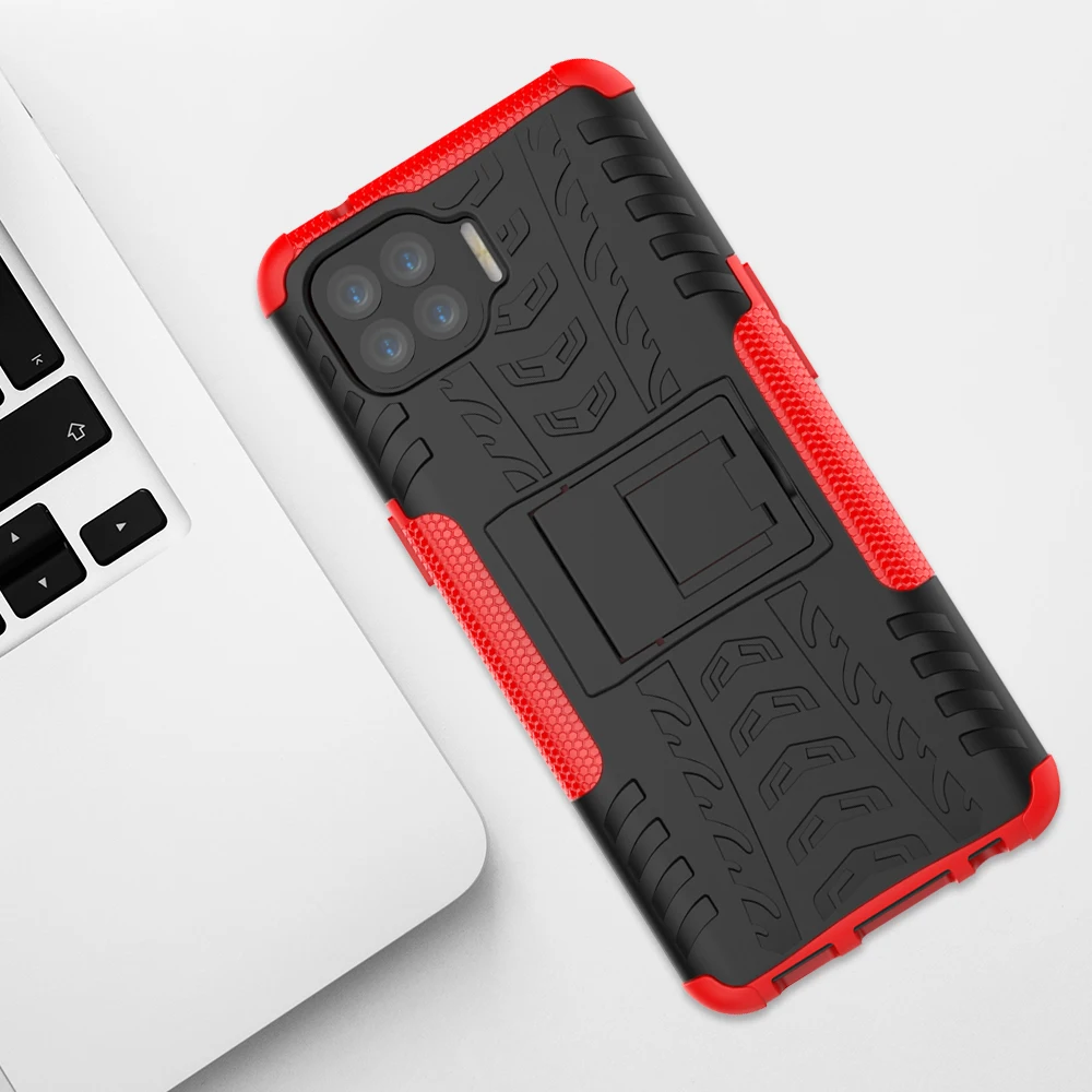 

For Oppo F17 Pro Case Anti-knock Bumper Heavy Duty Armor Stand Back Cover For Oppo F17 Pro Silicone Phone Case For Oppo F17 Pro