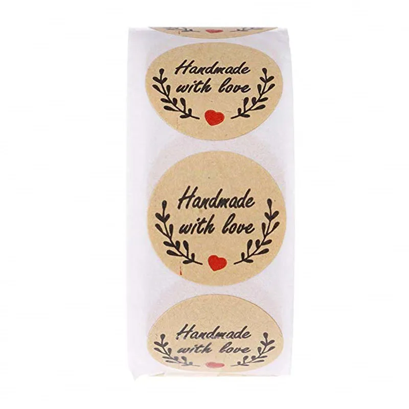 Крафт-бумага оливковый ручной работы с наклейкой любви s Спасибо Этикетки для