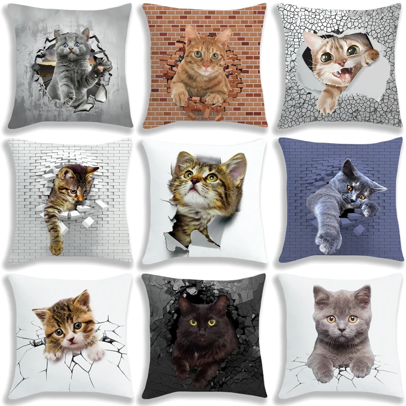 

Children 3D Cat Print Pillow Case 45CM Kids Cute Cartoon Anime Pillowcover Boys Girls Toys Gift Pillow Inner Is Not Included