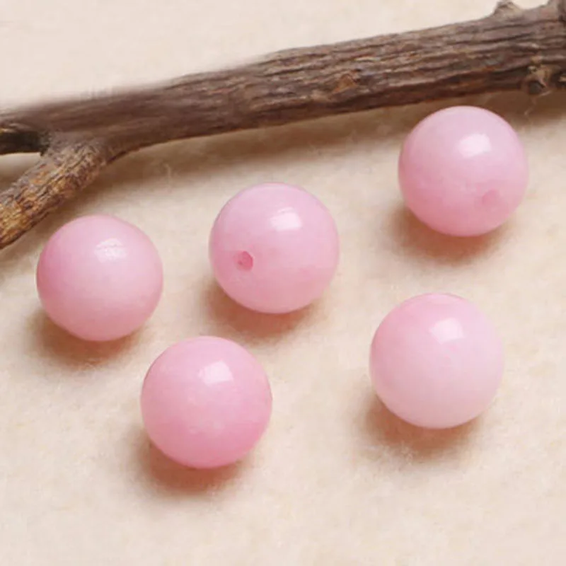 4A Natural White Pink Chalcedony Quartz Crystal Single Bead DIY Beads for Jewelry Making