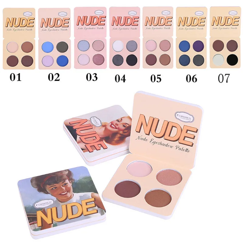 Палитра матовых теней для век 4 цвета нюдовые минералы пигменты блестящие тени