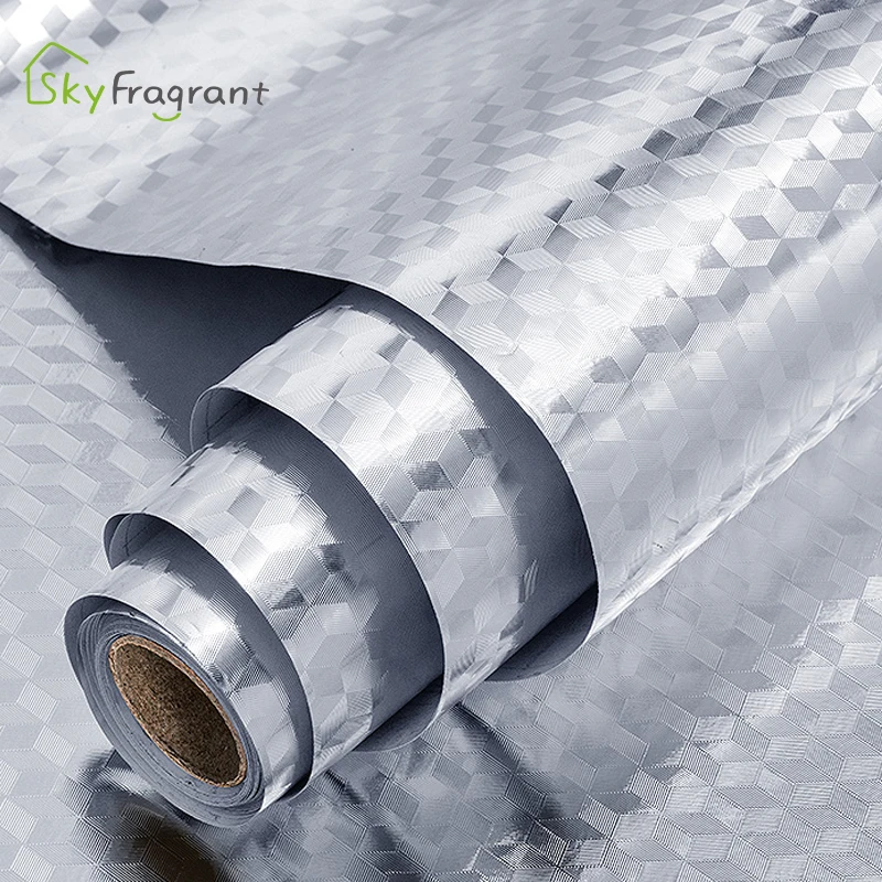 kitchen cabinet tin foil paper sticker high temperature wallpapers self adhesive waterproof table cabinet oil proof stickers free global shipping